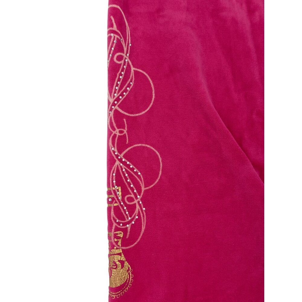 Vtg Y2K Juicy Couture Pink Velour Rhinestone Track Pants | Barbiecore McBling S - Picture 15 of 16